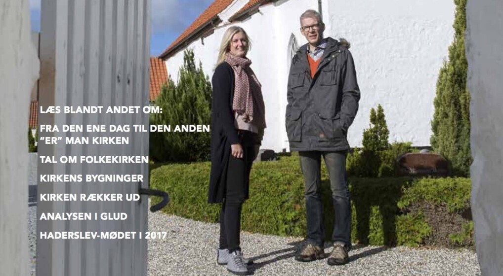 Forside Magasinet 2016 - mand og kvinde foran kirke.